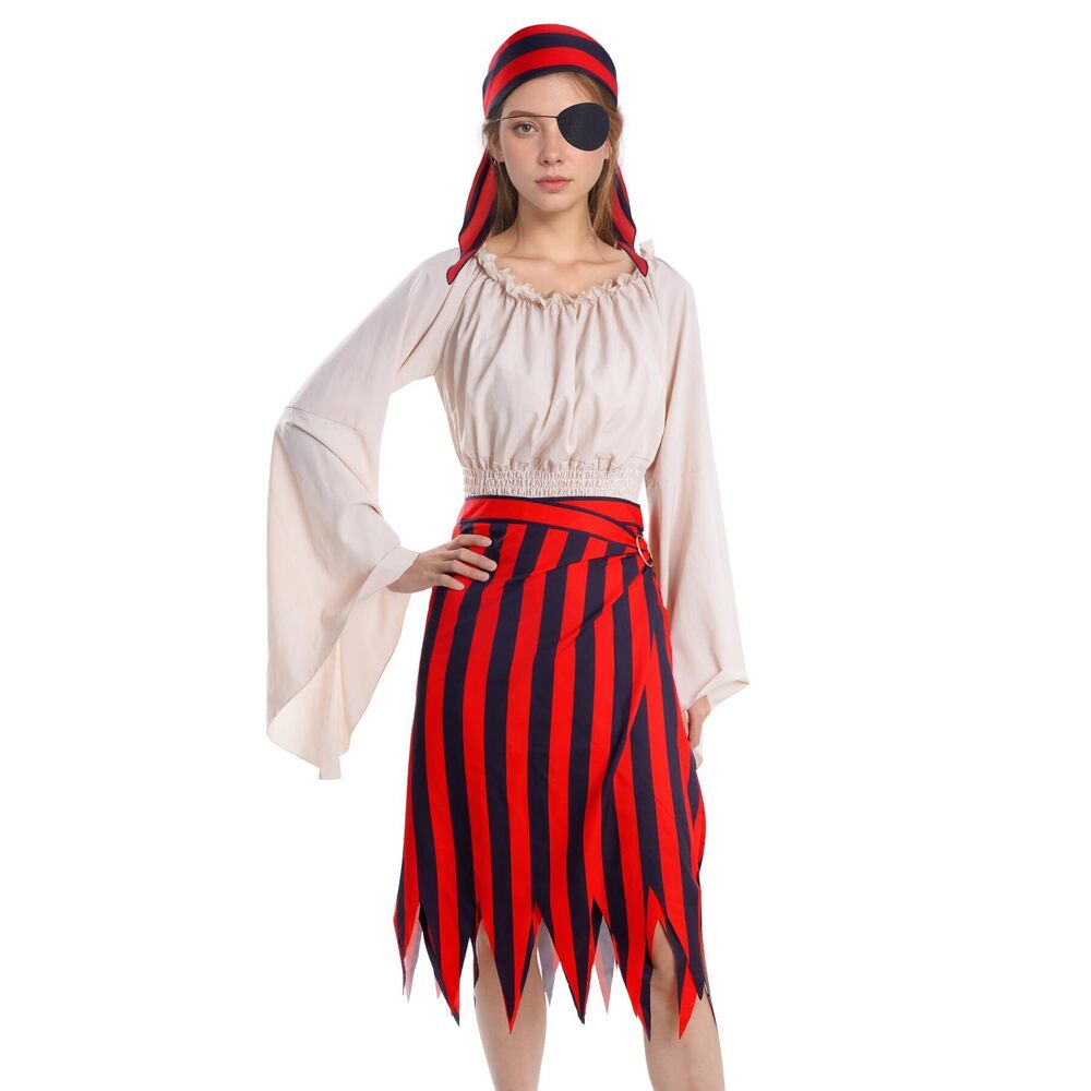 3256 Pirate Costume For Renaissance Pirate Outfit With Striped - Picture 5 of 7